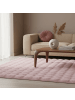 KADIMA DESIGN Teppich Waschbar Hochflor Uni Polyester Wohnzimmer in Rosa