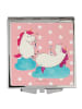 Mr. & Mrs. Panda Quadratischer Spiegel Einhorn Sekt ohne Spruch in Rot Pastell