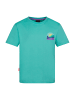 Trollkids T-Shirt Gryllefjord Panorama (GOTS) in petrol/lime