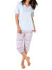 NORMANN Kurzarm Capri Schlafanzug Pyjama Ethnolook in hellblau