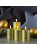 Uyuni 4er Set LED Kerzen PIA Rustik-Optik H: 10cm mit Batterien und Fernb in gold