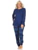 NORMANN Langarm Schlafanzug Pyjama Bündchen Ethnolook - 87069 in marine