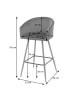 MCW 2er-Set Barhocker D72 mit Lehne, Samt, grau