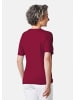 GOLDNER Kurzgröße:  T-Shirt Basic Baumwollshirt mit kurzem Arm in dunkelrot