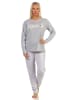 NORMANN Schlafanzug Pyjama langarm print "New York City Loving" - 65199 in grau