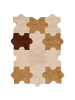 Beliani Kurzflor JIGSAW in Beige/Braun/Rosa - (W) 90 x (L) 120 cm