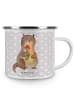 Mr. & Mrs. Panda Camping Emaille Tasse Otter Blumenstrauß ohne S... in Grau Pastell