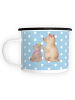 Mr. & Mrs. Panda XL Emaille Tasse Bär Kind ohne Spruch in Blau Pastell