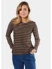 GOLDNER Kurzgröße:  Jerseyshirt im Streifen-Look in schwarz / milchkaffee / geringelt