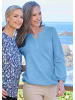 GOLDNER Kurzgröße:  Jerseybluse Elegante Rundhals-Bluse mit Zierblende in blau