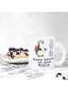 Mr. & Mrs. Panda Kaffeetasse Pinguin Museum besuchen mit Spruch in Transparent