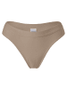 Yenita® Strings 3er Set Damen Tanga mit elastischem Logobund in beige