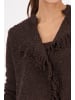 monari Stilvolle Strickjacke mit Webstruktur und Pailletten in Dark Chocolate