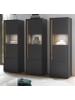 Furn.Design Vitrinen-Set 3-teilig grau, Wotan Eiche 190 cm, Wohnkombination 3 x Vitrine