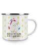 Mr. & Mrs. Panda Emaille Tasse Einhorn Mitteilung mit Spruch in Weiß