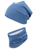TupTam Kinder Beanie Mütze Schlauchschal Set in blau/grau