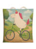 Mr. & Mrs. Panda Shopping Bag Einhorn Radfahrer Design ohne Spruch in Weiß