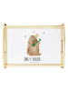 Mr. & Mrs. Panda Serviertablett Holz Bär Gitarre mit Spruch in Weiß