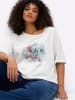 sheego Kurzarm-Shirt in ecru-eisblau-bedruckt