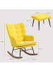 HOMCOM Schaukelstuhl mit Hocker in Gelb 64L x 89B x 90H cm
