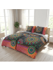 Traumschloss Comfort Flanell Bettwäsche - Izett - bunte Mandalas auf dunklem Hintergrund in bunt