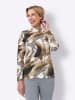 Sieh an! Stehkragen-Shirt in ecru-camel-bedruckt