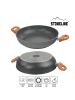Stoneline Made in Germany Servierpfanne mit Deckel 24 cm, hoher Rand in Holzoptik