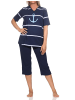 NORMANN Kurzarm Pyjama Schlafanzug Shorty Maritimer Look - 85115 in marine