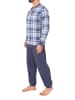 NORMANN Langarm Schlafanzug Bündchen Jersey und karierten Pyjama Oberteil in blau