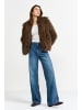 Rich & Royal Long Hair Shearling Jacket in Dark Chocolate