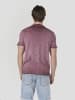 KOROSHI Henley cotton print-emb washed t-shirt in braun
