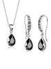 Elli Schmuckset 925 Sterling Silber Tropfen in Schwarz