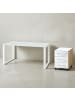 KADIMA DESIGN Schreibtisch-Set Modern 160x80 Glasplatte in Chalet-Eiche-Nb.-Weiß