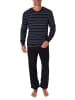 NORMANN Frottee Schlafanzug lang Pyjama RingelMuster - 82351 in blau