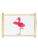 Mr. & Mrs. Panda Holz Tablett Flamingo Yoga ohne Spruch in Weiß