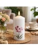 MARELIDA LED Kerze mit Orchideen Motiv Echtwachskerze 7x18,5cm weiß