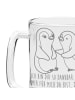 Mr. & Mrs. Panda Gravur Bierkrug Pinguine trösten mit Spruch in Transparent