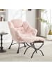 ABRIHOME Loungesessel in Rosa mit Ottomane Armlehnen und Seitentasche