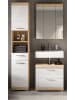 Inn.Furn Badmöbel-Setweiß Hochglanz, Eiche 3-teilig 112 cm, viel Stauraum