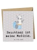 Mr. & Mrs. Panda Grußkarte Panda Bauchtanz mit Spruch in Grau Pastell