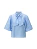 Rich & Royal Cotton Striped Blouse with Removable Bow in Skyway Blue