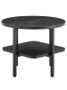 home24 home24 Runder Beistelltisch aus furniertem MDF & Metallgestell in Eiche Schwarz, Ø 50 cm in Eiche Schwarz