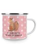 Mr. & Mrs. Panda Camping Emaille Tasse Einhorn Glauben mit Spruch in Rot Pastell