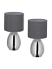 relaxdays 2 x Nachttischlampe in Silber - (H)33,5 x Ø 18 cm