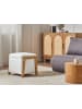 Beliani Pouf EDLAND in Weiß/Braun - (W) 45 x (H) 44 x (L) 43 cm