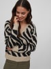 Vila Kuscheliger Strickpullover Jacquard Zebra Animal Muster VIRIL FEAMI in Beige