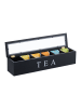 relaxdays Teebox in Schwarz - (B)43,5 x (H)9 x (T)9 cm