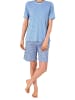 NORMANN Shorty Pyjama kurzarm Spitzenbesatz - 44803 in blau