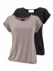 LASCANA T-Shirt in taupe-gemustert, schwarz