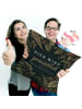 Mr. & Mrs. Panda Kissen Blätterkranz Dunkel Design mit Spruch in Weiß